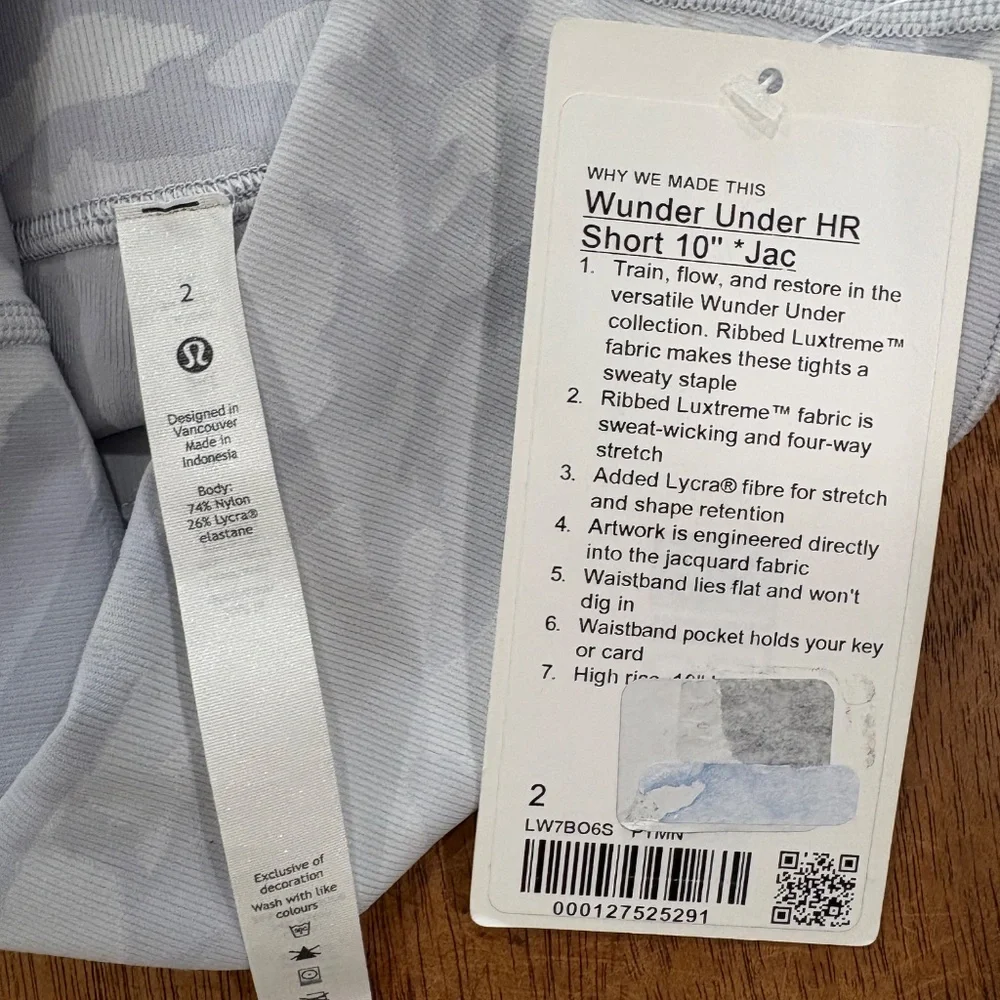 Lululemon Wunder Under Short 10" *Ribbed Incognito Camo Jacquard Alpine White St - Picture 7 of 9